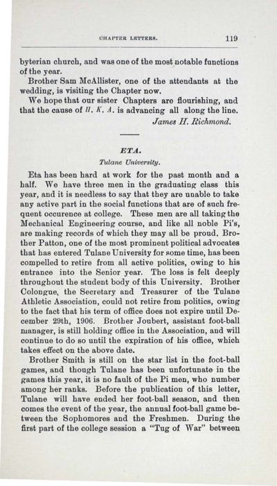 Eta, December 1906